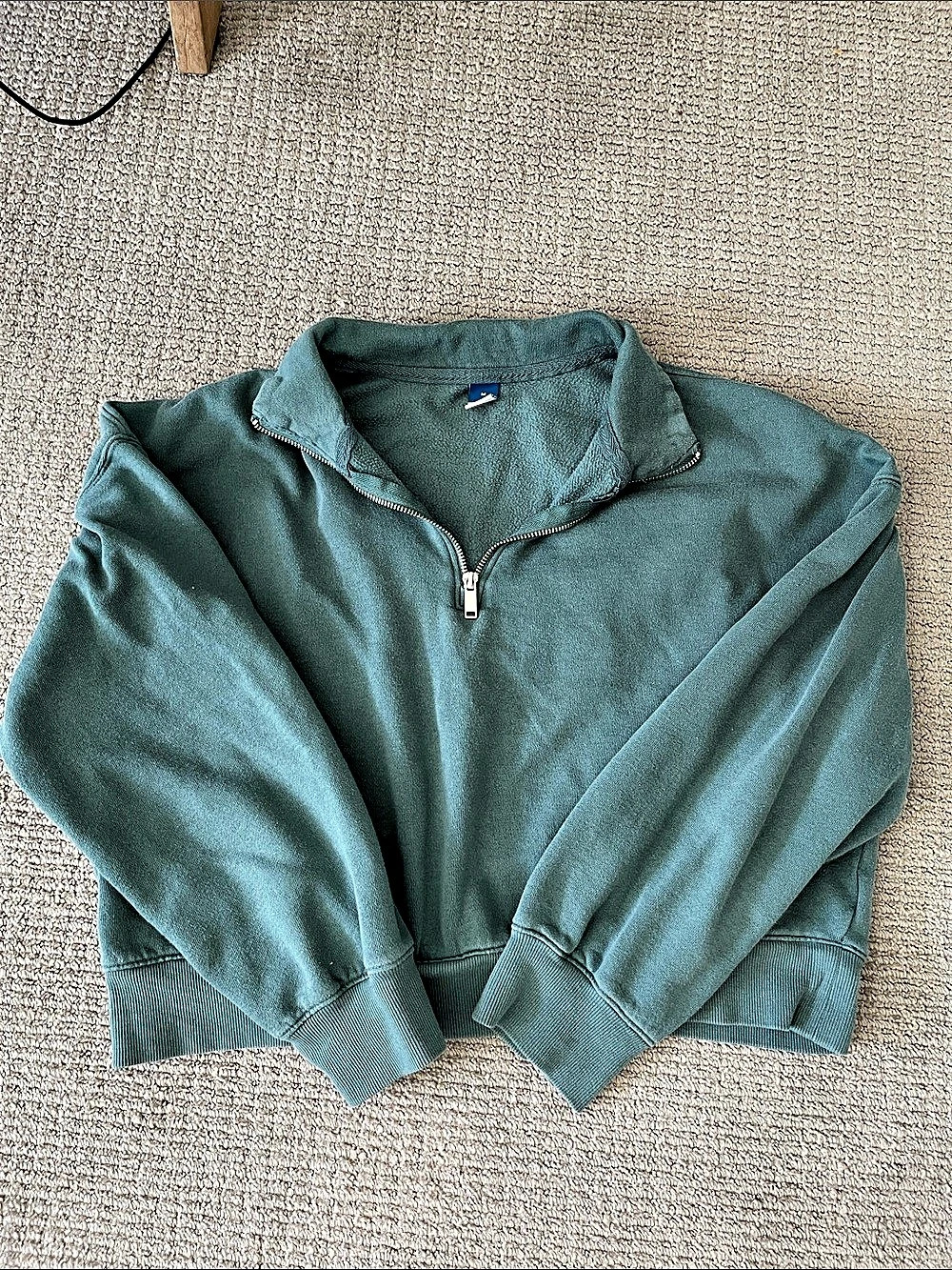 Old Navy Mock-Neck Quarter-Zip Fleece Sweatshirt Green Medium